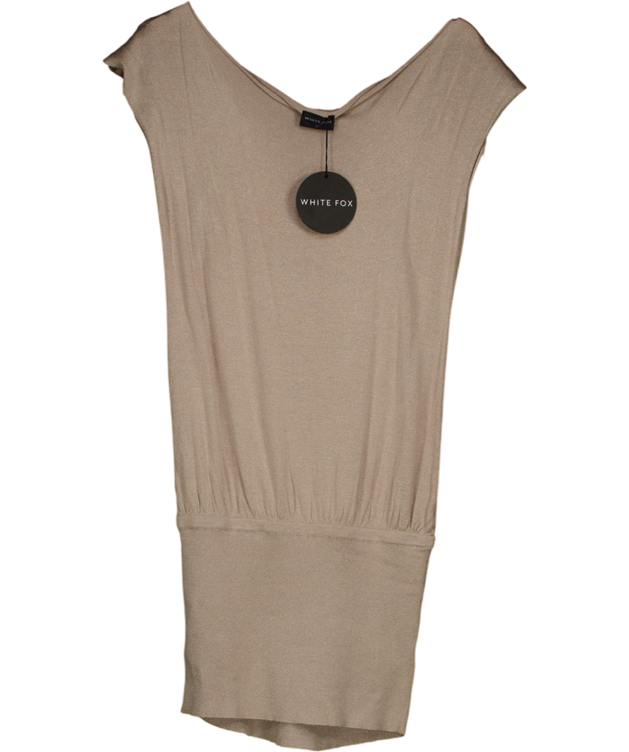 White Fox Beige Following My Instincts Mini Dress UK S
