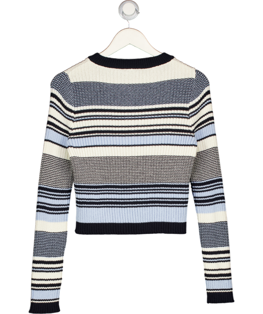MNG Blue Mina Cropped Stripe Cardigan UK M