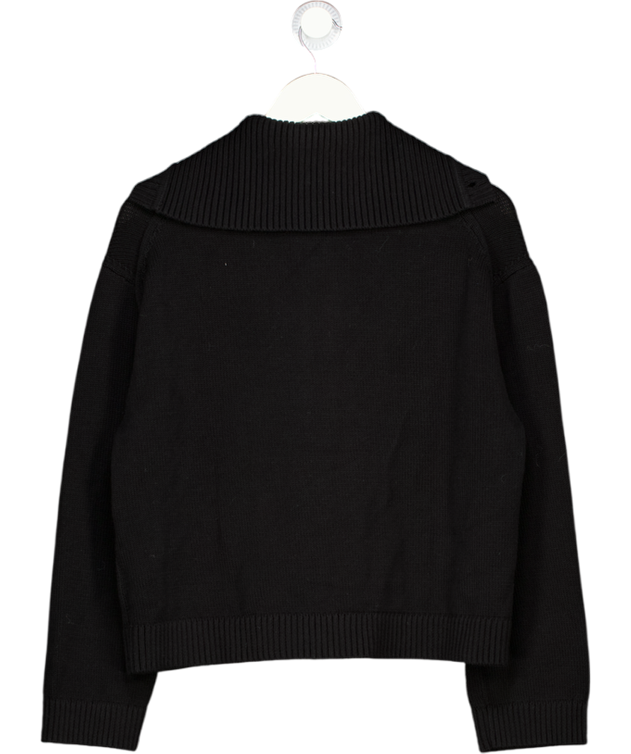 ARKET Black 100% Cotton Knit High Neck Patch Pocket Jumper UK S