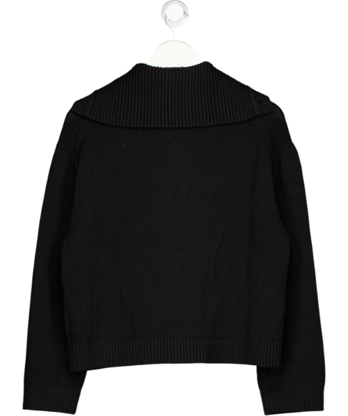 ARKET Black 100% Cotton Knit High Neck Patch Pocket Jumper UK S