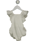 Freya Lillie White Organic Linen Frill Sleeve Romper 12-18 Months