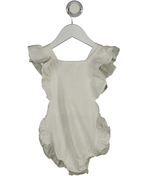Freya Lillie White Organic Linen Frill Sleeve Romper 12-18 Months
