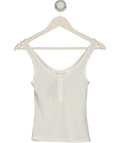 H&M White Ribbed Vest Top With Buttons UK XS