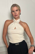 ALMADA LABEL Cream Isabelle Merino Wool & Cashmere Wrap Top UK M
