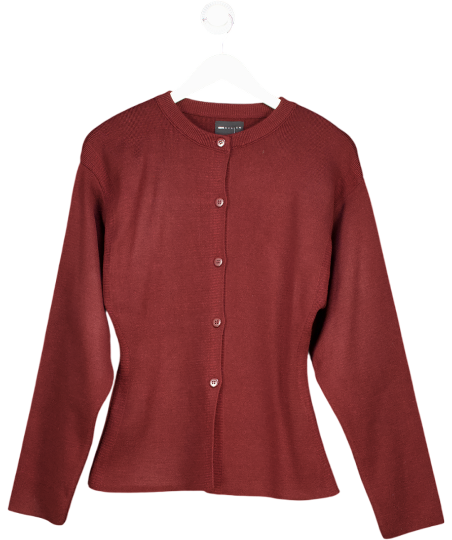 ASOS Design Burgundy Red Knitted Structured Crew Neck Cardigan UK S
