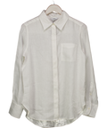 REISS Belle Linen Button-through Shirt In White UK 8