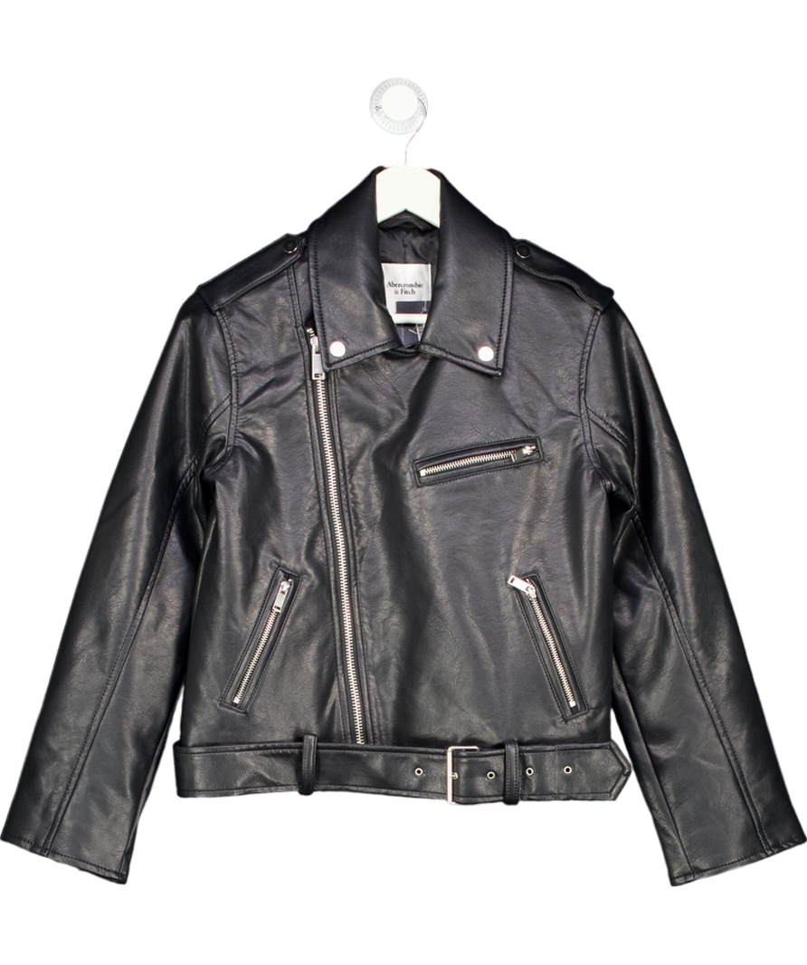 Abercrombie & Fitch Black Vegan Leather Biker Jacket UK XXS