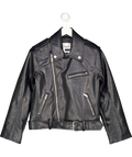 Abercrombie & Fitch Black Vegan Leather Biker Jacket UK XXS