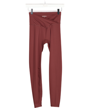 ADANOLA Burgundy Red Cross Front Leggings UK S