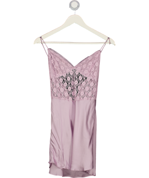 FREE PEOPLE Purple Lilac Lace Silky Mini Slip Dress UK XS
