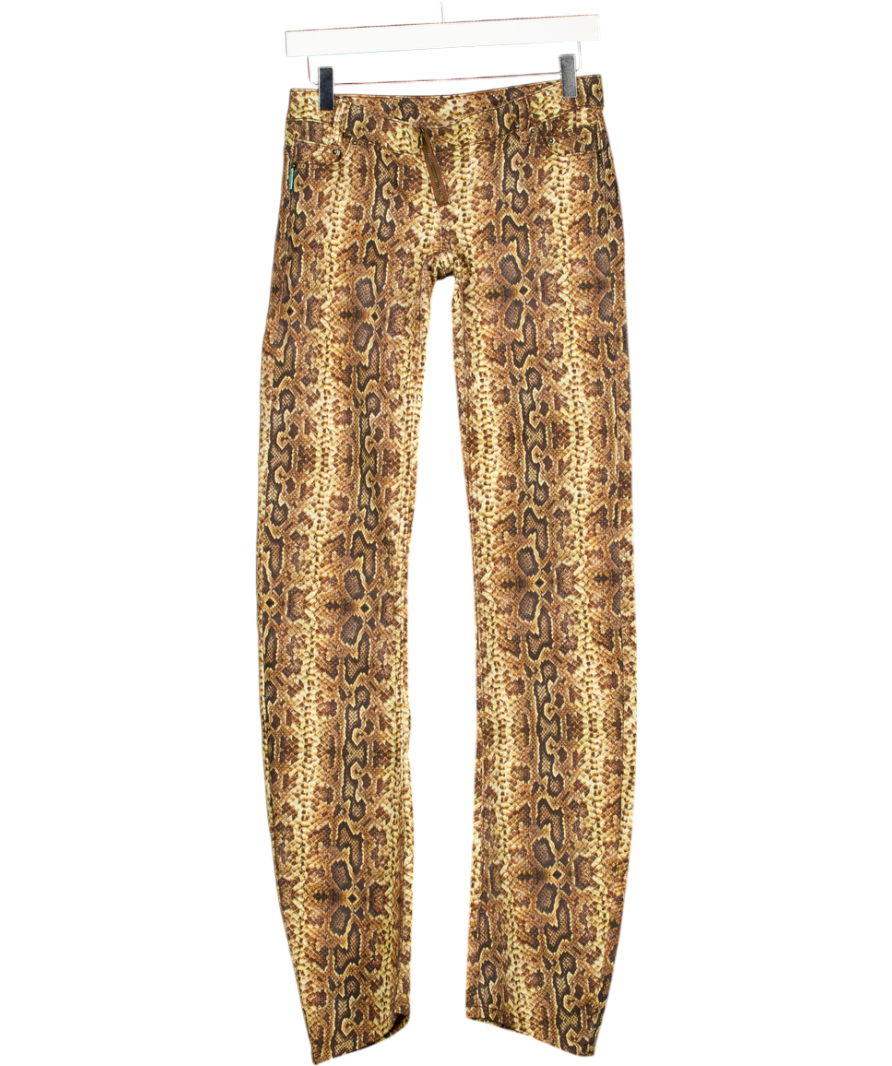 WMNS WEAR Brown Croc Print Low Rise Viper Jeans UK XS