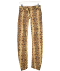 WMNS WEAR Brown Croc Print Low Rise Viper Jeans UK XS