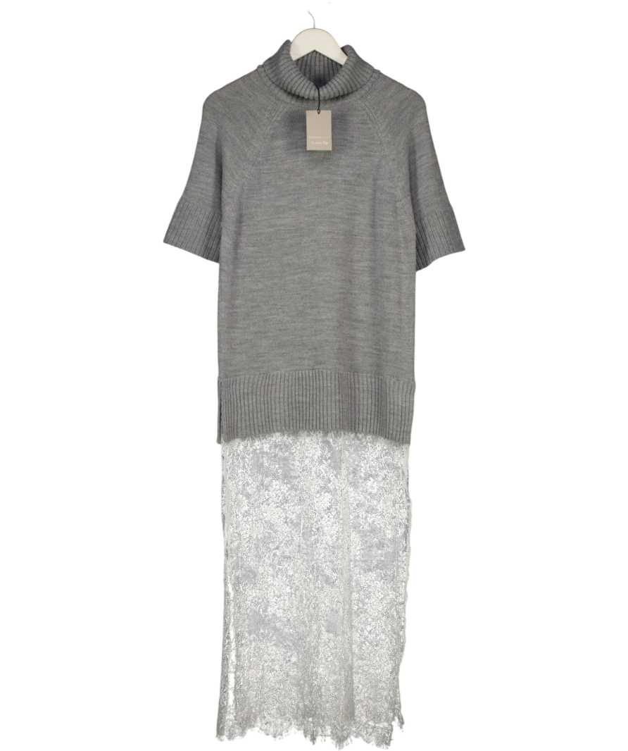 River Island Grey Hybrid Lace Hem Dress UK XS