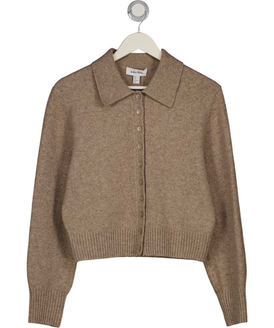 & Other Stories Beige Knitted Collar Cardigan UK S