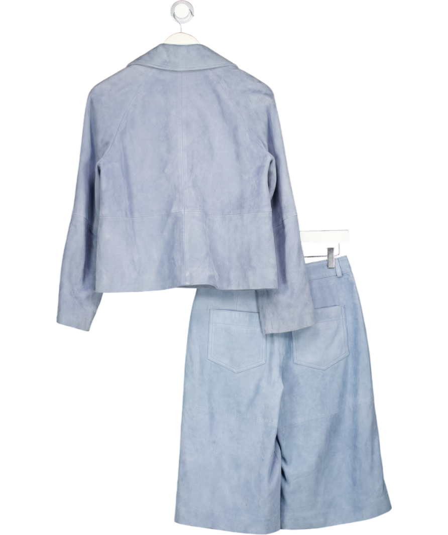 WHISTLES Ltd.edition Blue 2-piece Real Suede Short Trench And Longline Shirts Suit UK 6