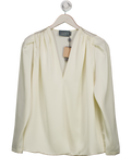 More of You Cream Satin Gathered Shoulder Long Sleeve Blouse UK XS/S