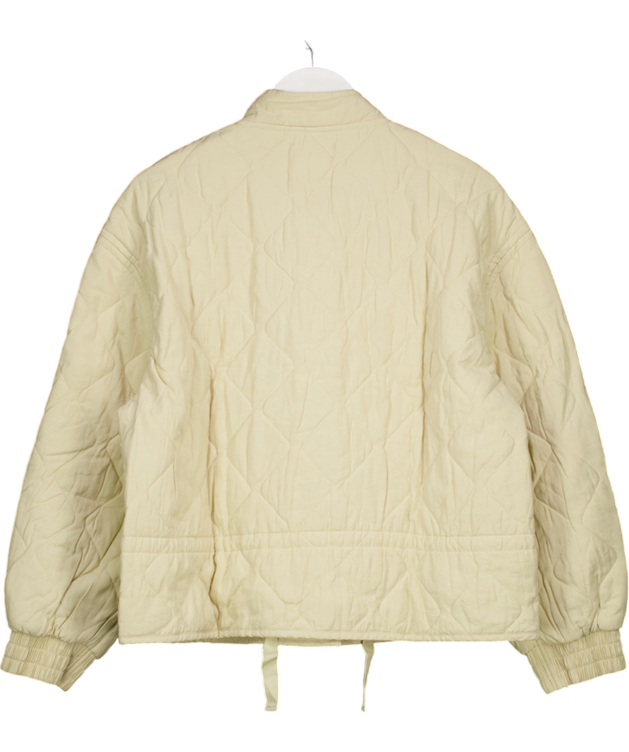 MANGO Cream Quilted Bomber Jacket UK L