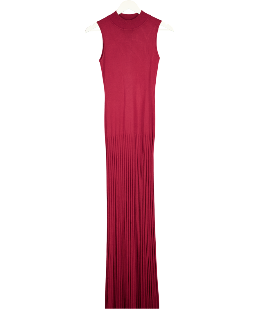 MESHKI Burgundy Red  Knit Pleated Dress UK XS