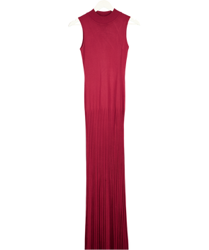 MESHKI Burgundy Red  Knit Pleated Dress UK XS