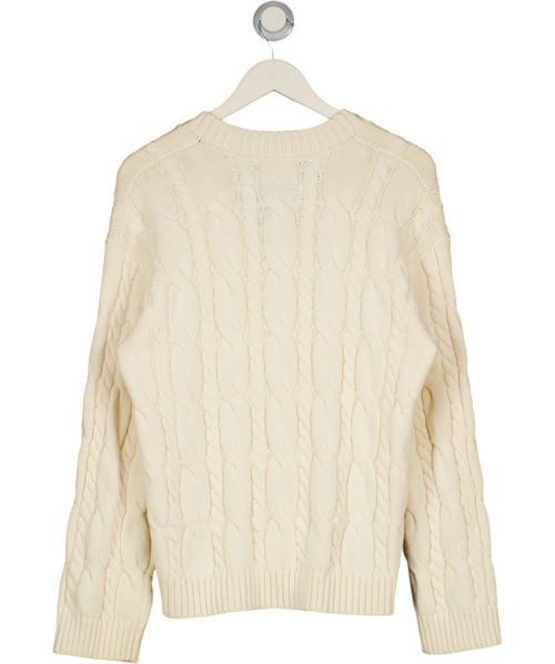 4th & Reckless Cable Knit V Neck Jumper In Cream UK 8