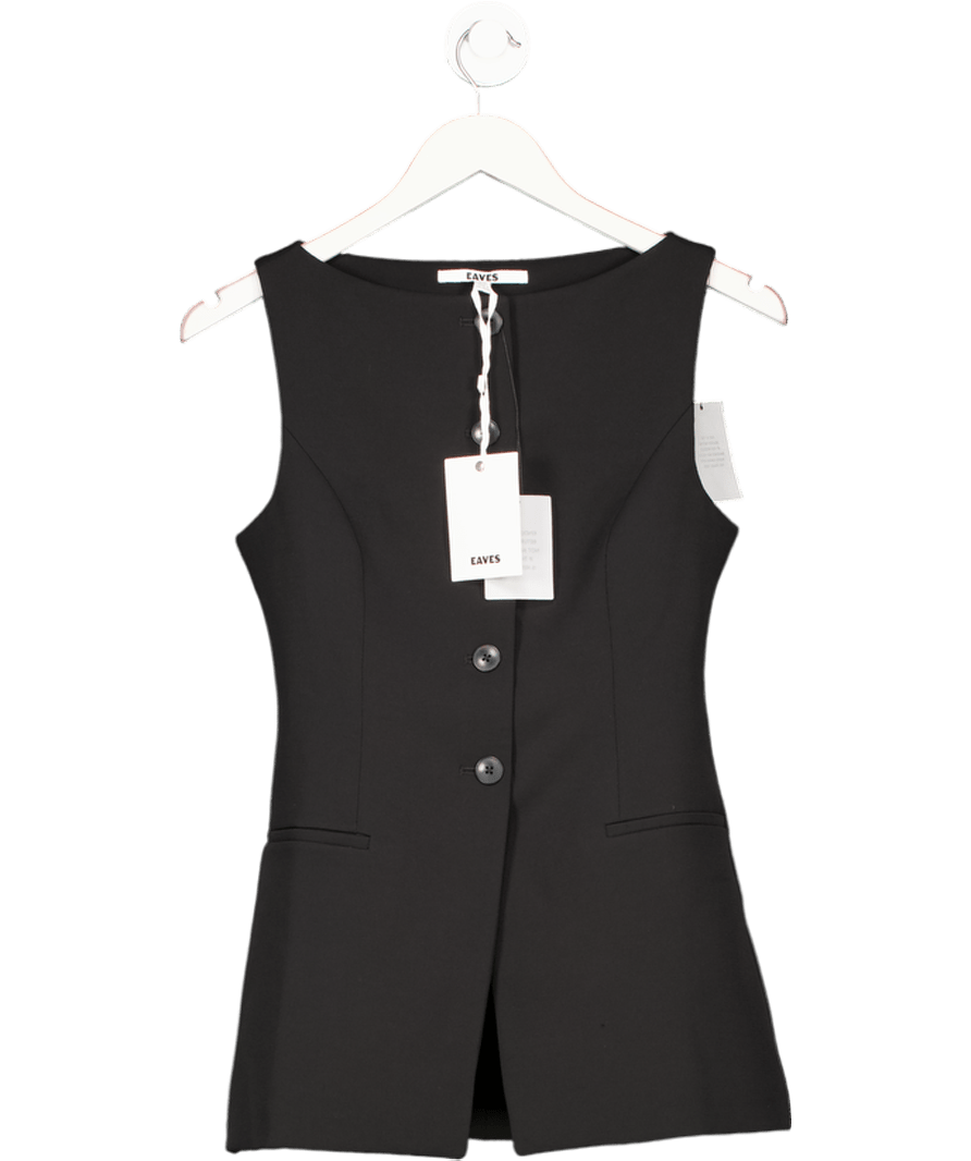Eaves Black Collarless Blazer Top UK XS - Reliked