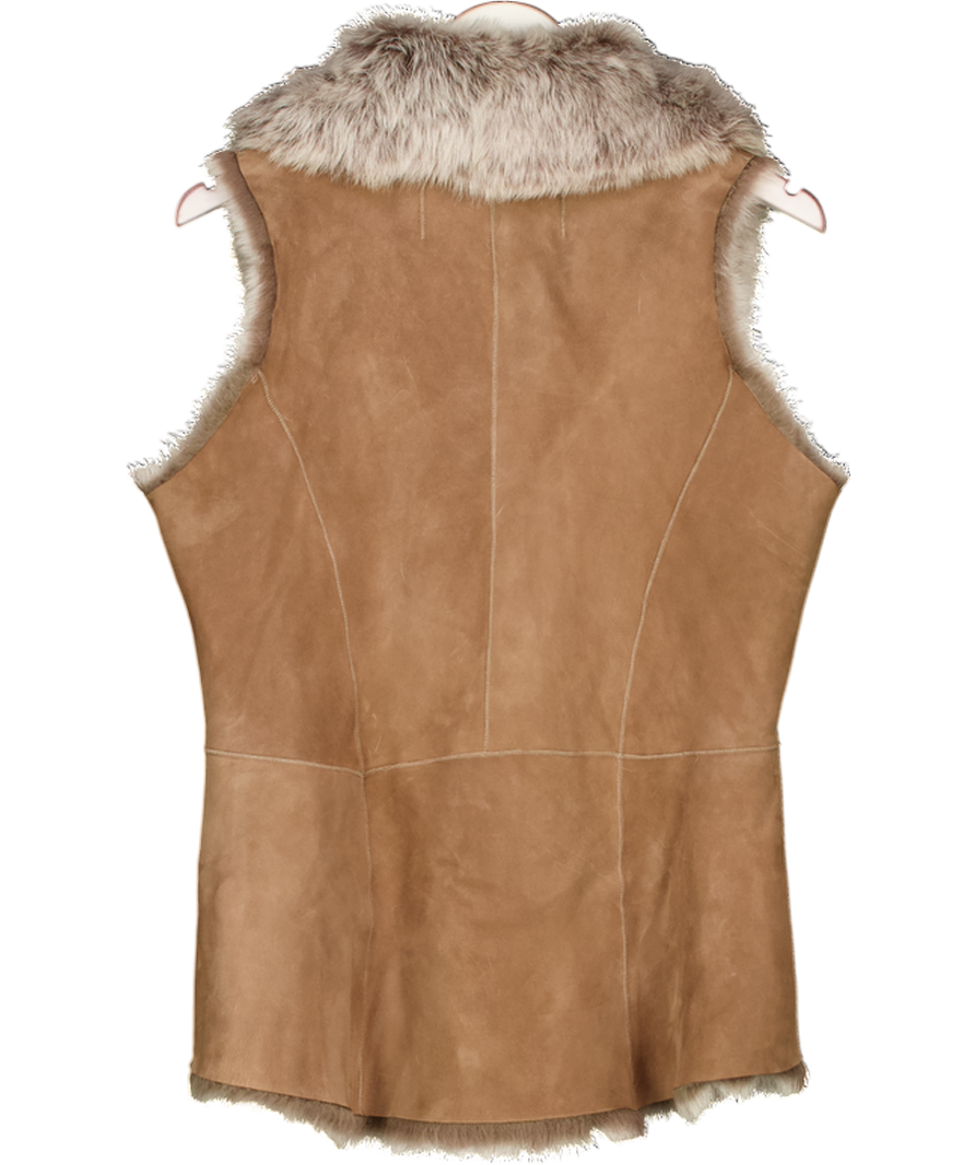 Fairfax & Favor Beige Toscana Shearling Reversible Elizabeth Gilet UK 10