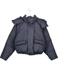 KHY Midnight Navy Blue Standard Puffer Jacket With Hood. UK XS