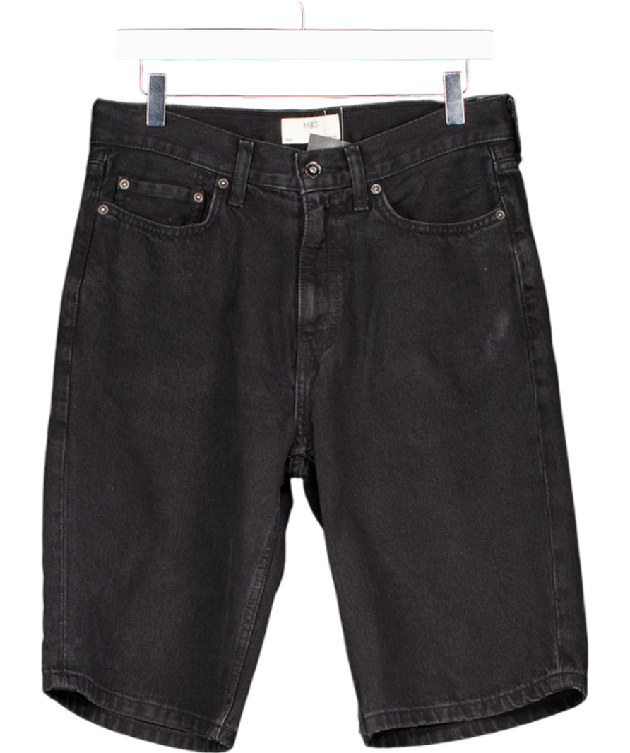 M&S Black Cotton Denim Shorts W30