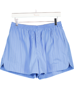 FAITHFULL THE BRAND Blue Lonia Pinstriped Organic Cotton-poplin Shorts Us6 UK 10