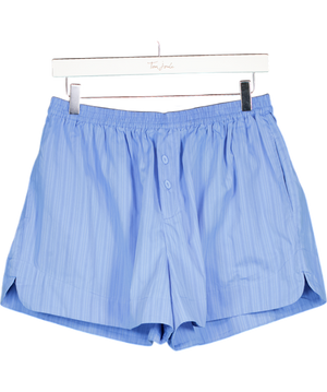 FAITHFULL THE BRAND Blue Lonia Pinstriped Organic Cotton-poplin Shorts Us6 UK 10