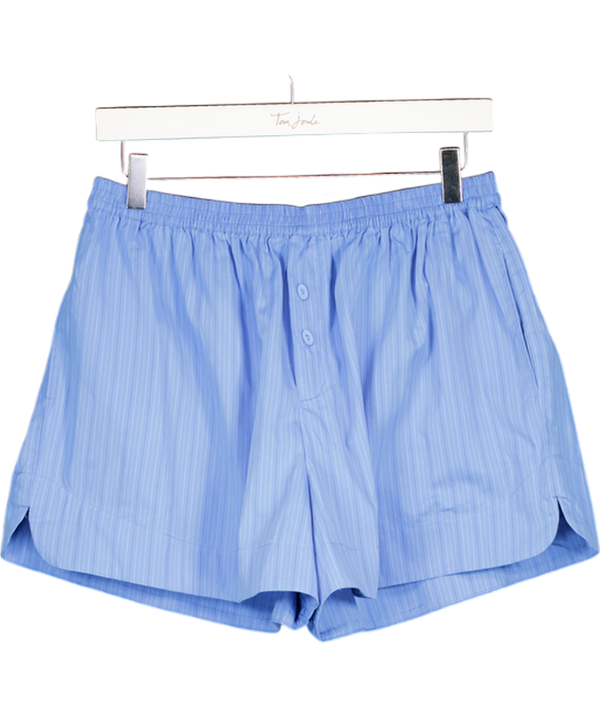 FAITHFULL THE BRAND Blue Lonia Pinstriped Organic Cotton-poplin Shorts Us6 UK 10