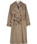 4th & Reckless Tabi Brown Checked Belted Wool-blend Trench Coat UK 10