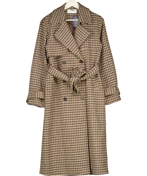4th & Reckless Tabi Brown Checked Belted Wool-blend Trench Coat UK 10