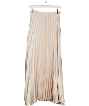 ASOS Design Satin Pleated Maxi Skirt In Cream UK 8