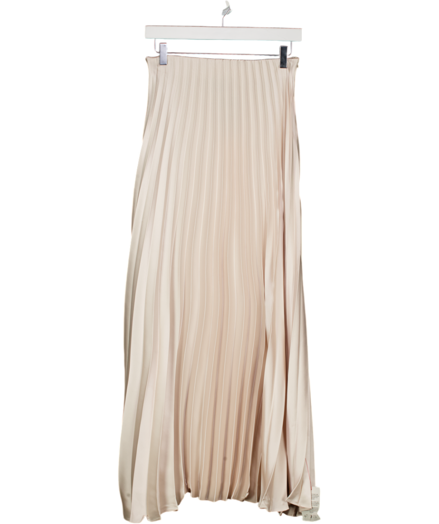 ASOS Design Satin Pleated Maxi Skirt In Cream UK 8