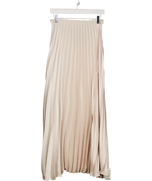 ASOS Design Satin Pleated Maxi Skirt In Cream UK 8