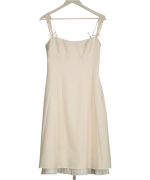 Oh Polly Pink Isadora Bow-detail Pleated A-line Midi Dress UK 10