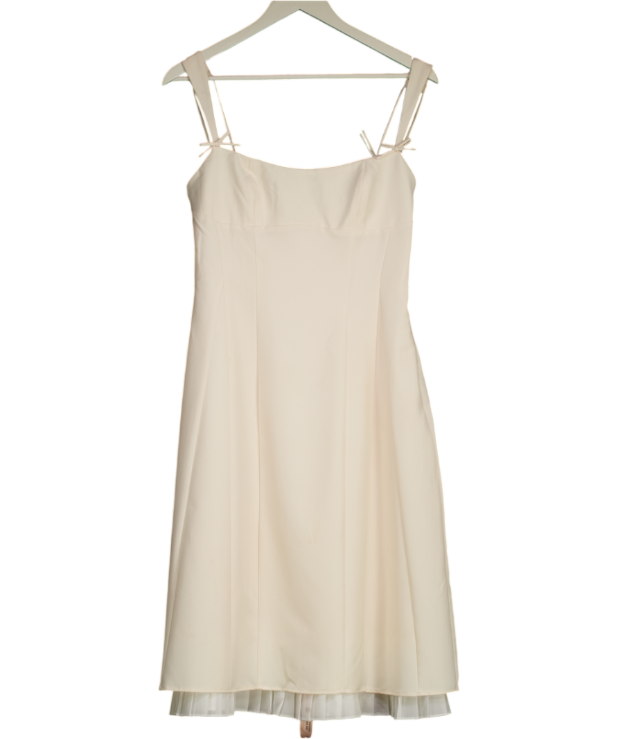 Oh Polly Pink Isadora Bow-detail Pleated A-line Midi Dress UK 10