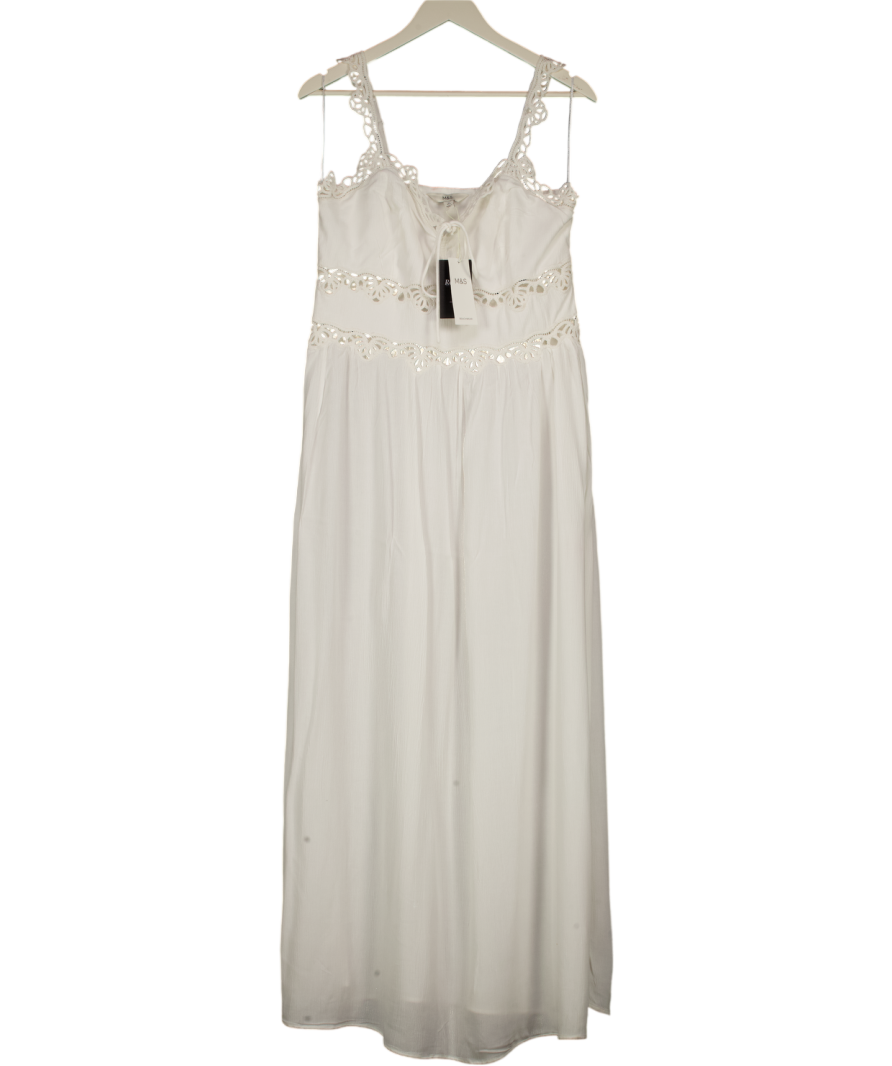 M&S Soft White Tie Front Maxi Beach Dress UK 12