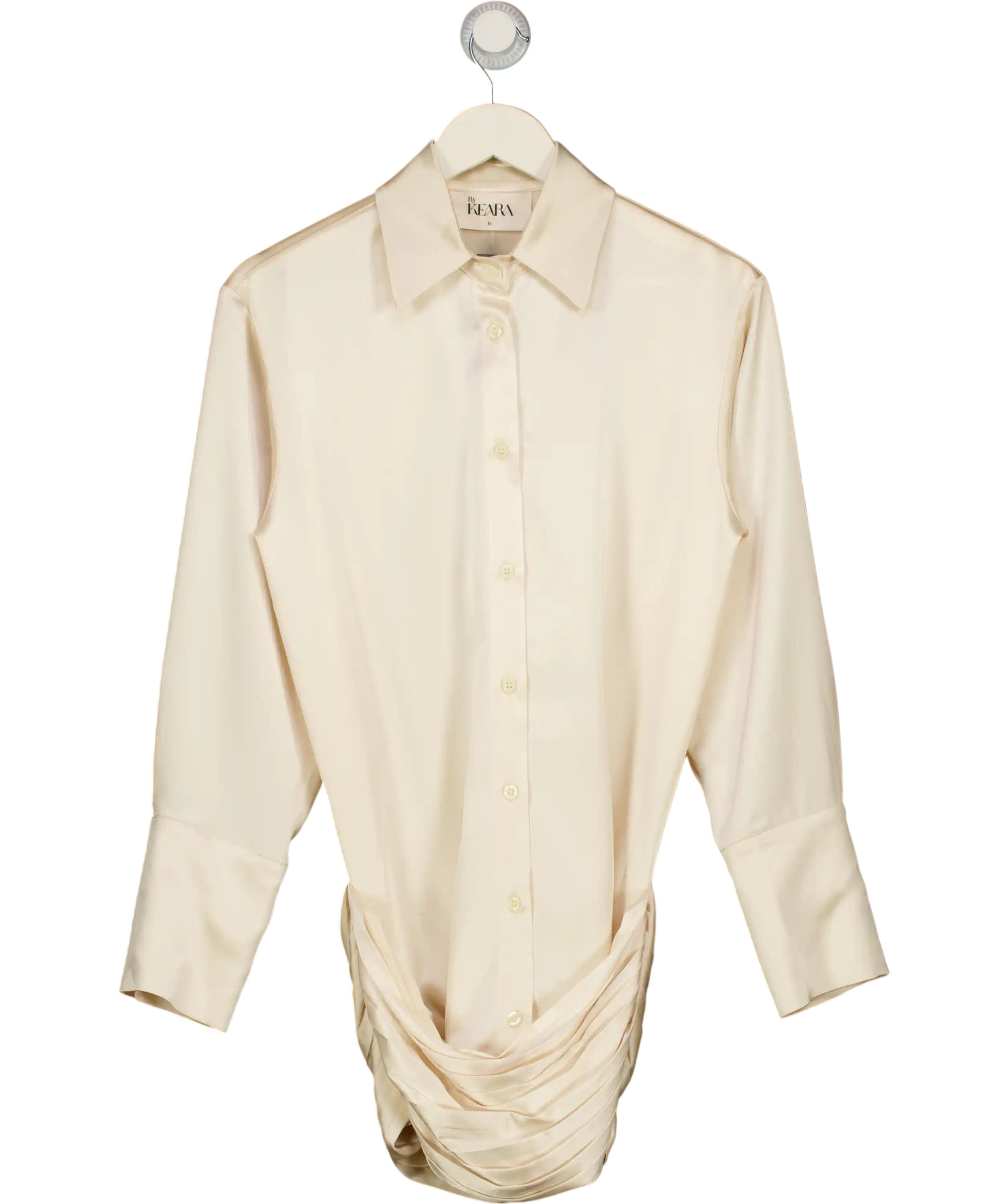 BY KEARA Cream Ruched Shirt Dress UK 6