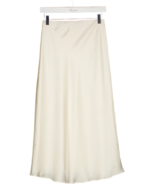 Abercrombie & Fitch Cream High Rise Satin Lace-hem Midi Skirt UK XS