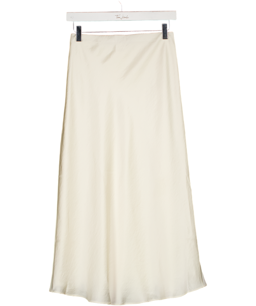 Abercrombie & Fitch Cream High Rise Satin Lace-hem Midi Skirt UK XS