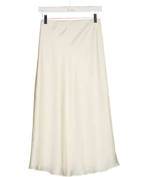 Abercrombie & Fitch Cream High Rise Satin Lace-hem Midi Skirt UK XS