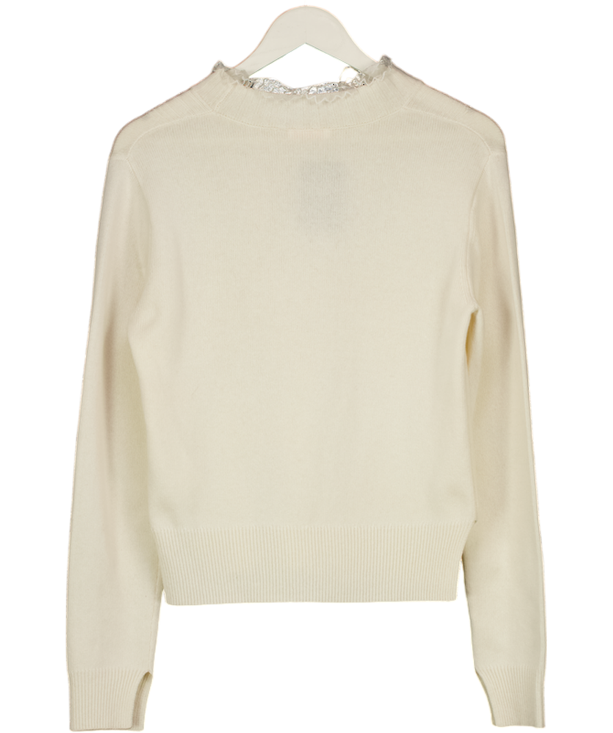 See by Chloé Cream Lace Neck Wool Blend Jumper UK L