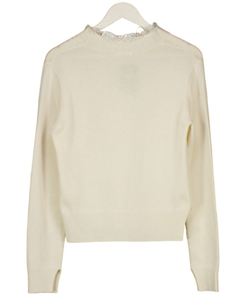 See by Chloé Cream Lace Neck Wool Blend Jumper UK L