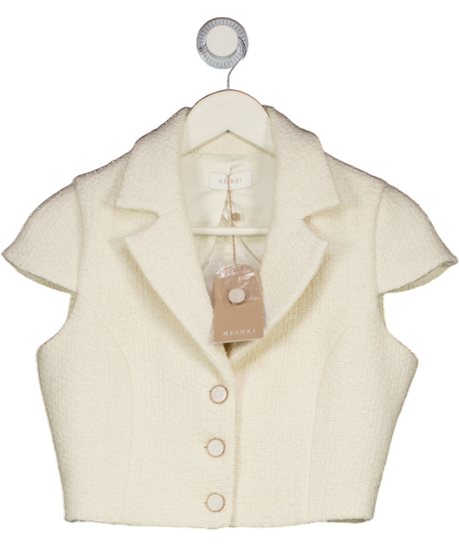 MESHKI Cream Boucle Button Up Jacket UK XS
