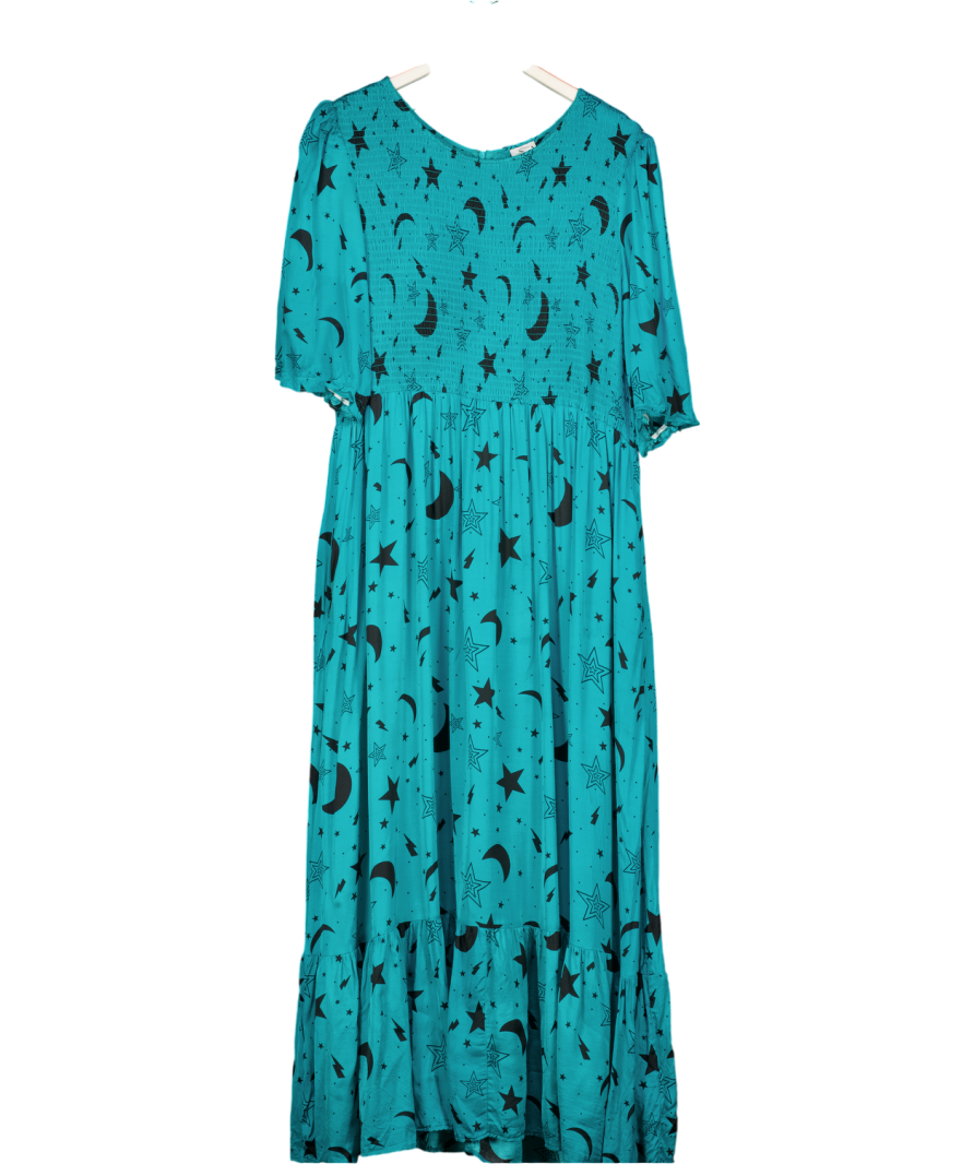 SCAMP & DUDE Blue Star Print Frill Hem Midi Dress UK 22