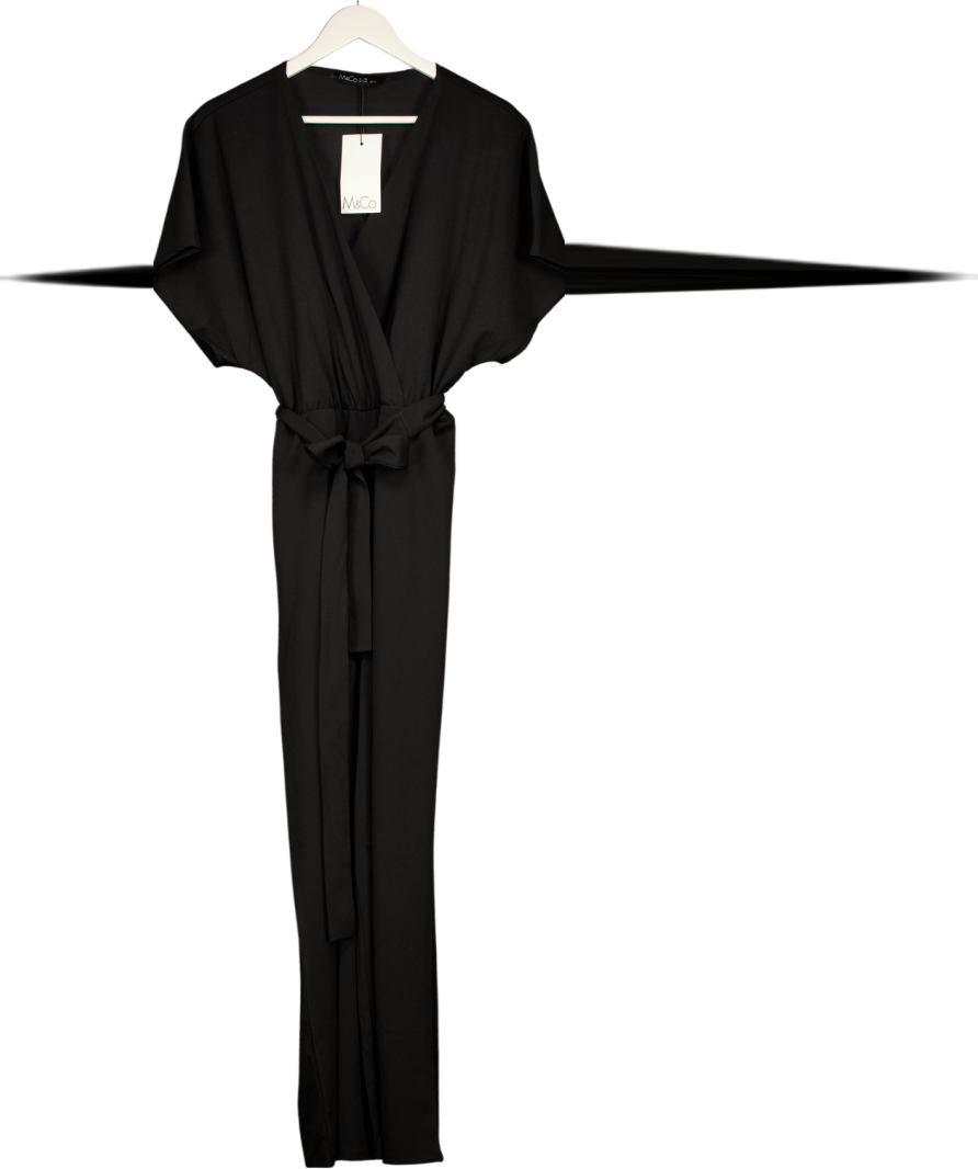 M&CO Black Belted Wrap Front Jumpsuit UK 18