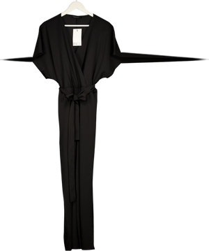 M&CO Black Belted Wrap Front Jumpsuit UK 18