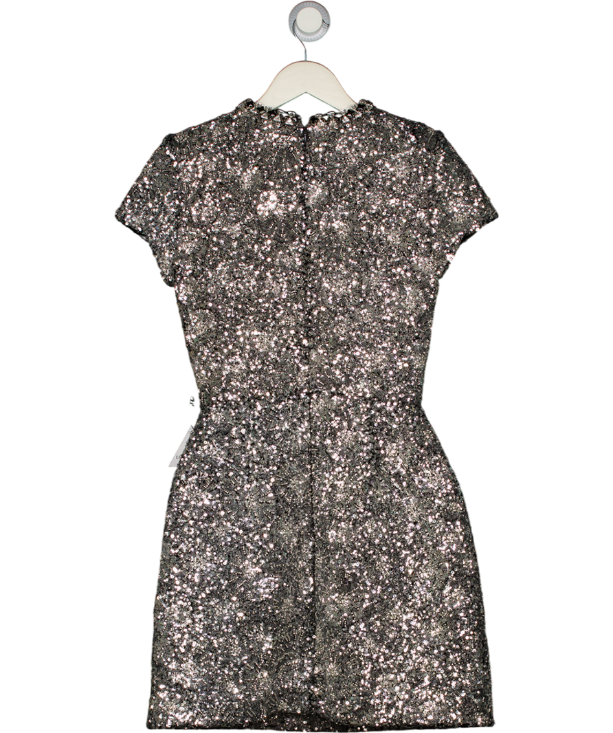 Nadine Merabi Metallic Erin Silver Sequin Mini Dress UK 8